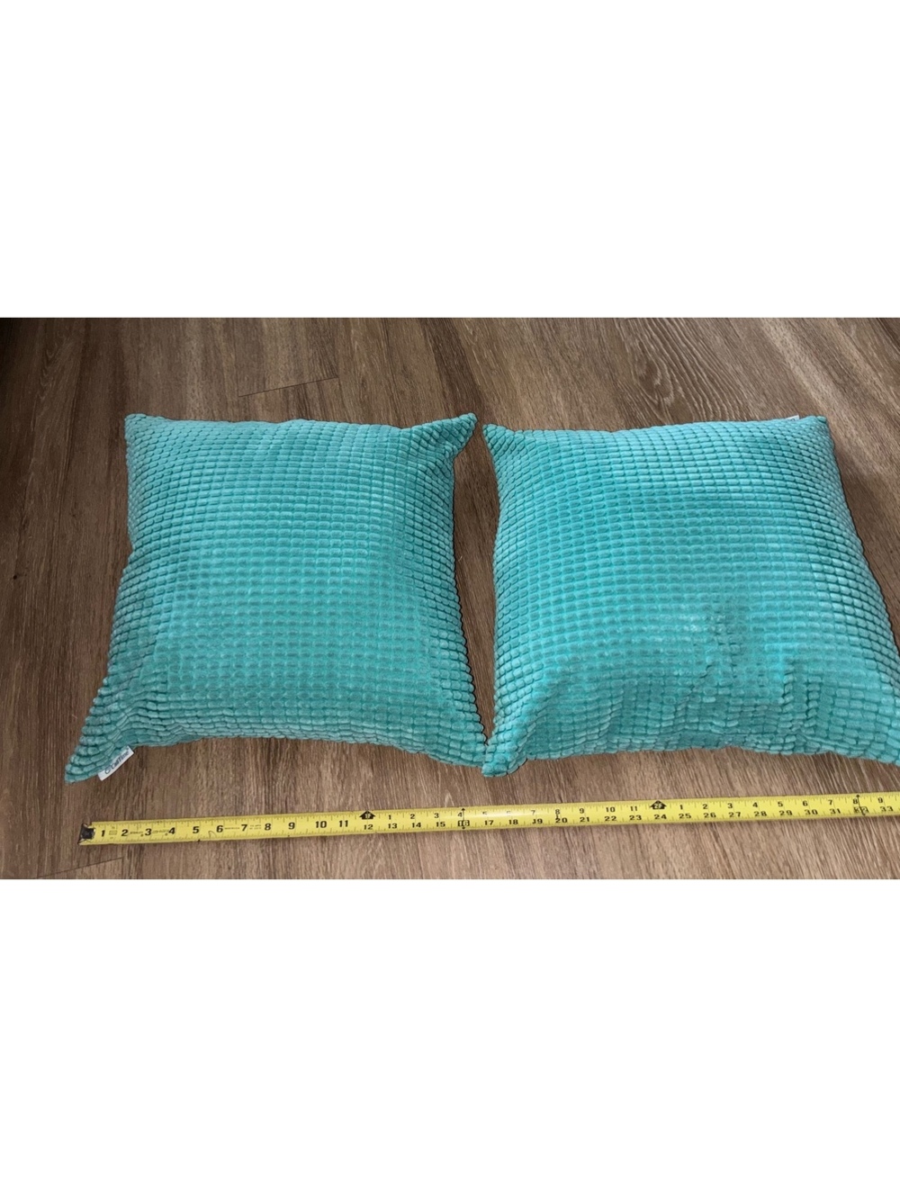 Textured Chenille Style Tufted Throw Pillow Set Soft Plush Teal Decor